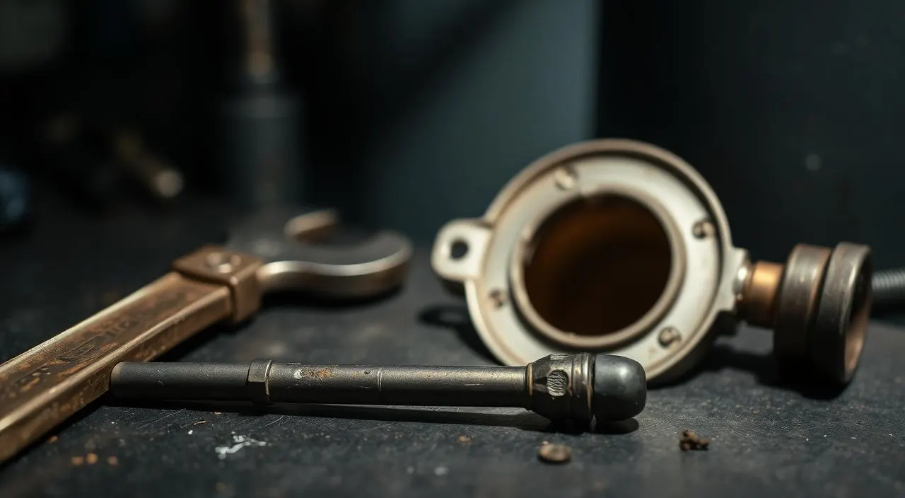 Corroded magnesium anode rod next to a wrench and water heater access port — water heater anode rod replacement guide