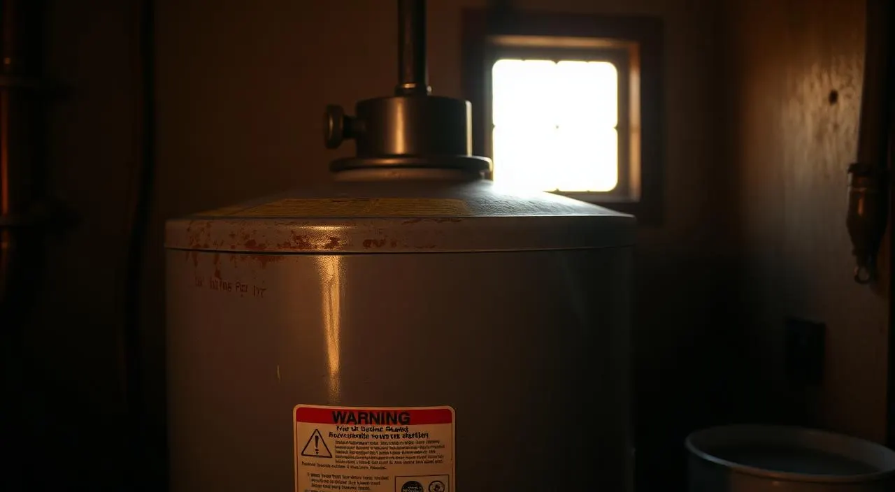 Aging residential water heater with rust streaks in a Fort Lauderdale garage — water heater lifespan in Florida