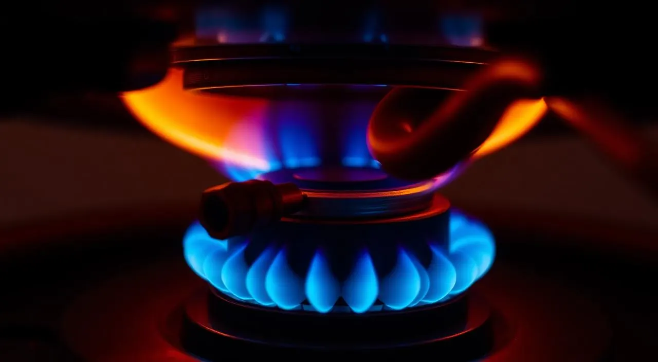 Close-up of a gas water heater pilot light flame and thermocouple sensor — pilot light troubleshooting in Fort Lauderdale